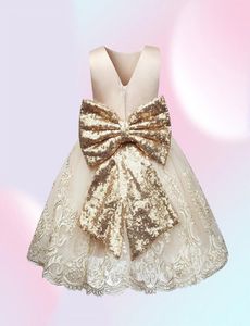 Golden Sequin Baby Chrzestna suknie Tiulle Princess Dress Event Event Wear 1 Rok Baby Girl Birthday Sukies