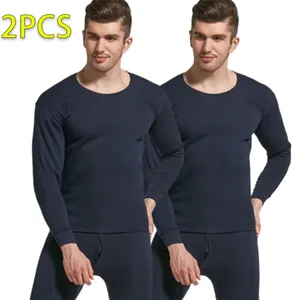 Mens Thermal Underwear 2Pairs Compression Outfit Fleece Warm Breattable Comfy Fitness Base Layer långärmad topp och leggings för att springa