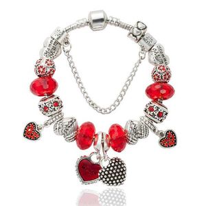 Fashion Charm Pendant Bracelet for Platinum Heart Diy Beaded Lady with Original Women Box BPZB SJBW