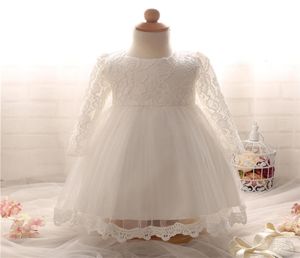 Neugeborenes Taufkleid für Babys, weiß, für den ersten Geburtstag, Partykleidung, niedliche Spitze, langärmelig, Taufkleid, Tutu, Säuglingskleidung 1349249