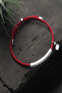Urok bransoletki 925 Sterling Srebrna bransoletka ręcznie robiona Lucky Red Nić ​​łańcuch liny regulowany dla kobiet -dziewczyny biżuteria mody para4787717