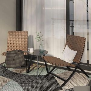 Setler Bahçe Setleri 3 Parça Rattan Patio Set Mobilya Katlanabilir Hasır Şezlon