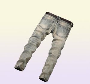 Mens Designer Jeans Angustiado Rasgado Motociclista Slim Fit Motocicleta Denim Para Homens Moda Stretch Fold Pants6033657