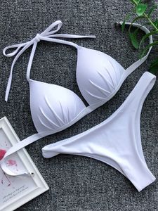 Calter Bra Cup bikini seksowny strój kąpielowy Kobieta białe stroje kąpielowe kobiety pchaj bikini zestaw brazylijski kostium kąpielowy Bandeau Swim Suit 240105