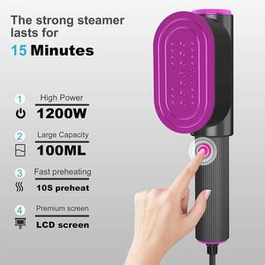 Other Health Appliances 1200W Foldable Handheld Garment Steamer Portable Electric Steam Ironing Machine Dry Wet Dual-Use with Digital Display J240106