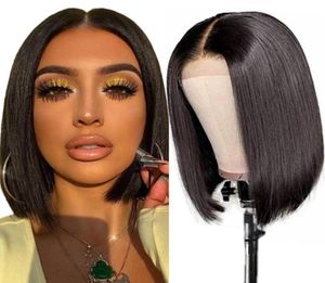 4x4 Bob Lace Closure Peruka Peruwiańskie dziewicze włosy proste koronkowe frontalowe peruki ludzkie włosy szwajcarskie koronkowe perukę przednich prekurd7183744