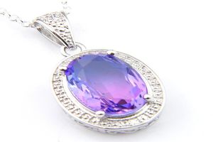 10st LuckyShine 4 Färg Valfri Holiday Gift Jewelry Tourmaline Gems Silver Vintage Halsband Pendants Fashion Jewelry 2274004