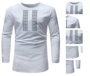 Nibesser Men African Dashiki o Neck Maxi T Shirt Tradycyjne afrykańskie nadruk z długim rękawem 2018 Men039s długa koszulka 2788353