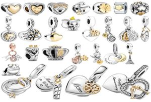 Ciondolo di nuova moda in argento 2022 da 925 libbre, perline in argento, a forma di cuore dorato, perline per candele di compleanno, compatibile con il braccialetto originale P, Novel5759006