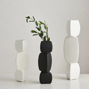 Moderno e minimalista vaso decoração para casa arranjo de flores sala estar vaso nórdico decoração preto arte ornamentos 240106