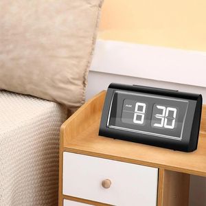 Table Clocks Flip Desk Clock Battery Powered Auto Digital Alarm For Bedside