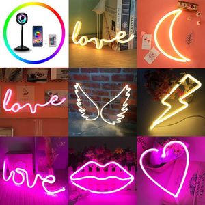 LED USB Rainbow Sunset Red Neon Sign Light Wall Word Poster Background Room Shop Wedding Christmas Decor Pography Prop D30 H092267g