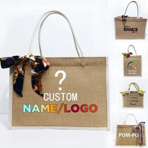 Regali di tote bag personalizzati per donne all'ingrosso nome in tela personalizzato Nome spiaggia per la spiaggia per lo shopping della spiaggia 240106 240106
