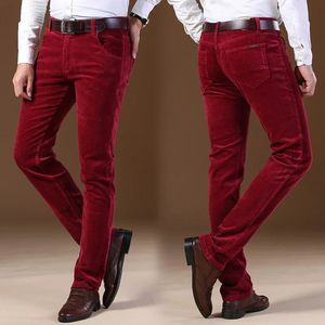 2023 Winter Men's Corduroy Casual Pants Business Fashion Solid Color Elastic Regular Fit Trousers Male Black Khaki Coffee Blue 240106