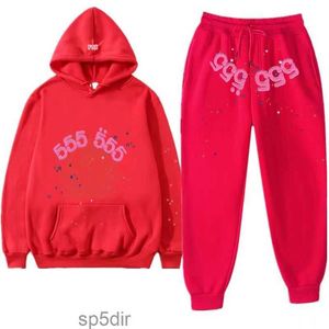 Felpa con cappuccio da uomo Designer Fashion Spider Web Digital 555 Abito stampato Casual Felpe rosse con cappuccio Pantaloni 2 pezzi Set Donna Sport Tuta da donna 8SFF HCSS M0J2 M0J2 QK8P