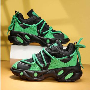 통기성 캐주얼 남자 스트리트 힙합 운동화를위한 Tendy Green Height 증가 플랫폼 zapatillas Hombre