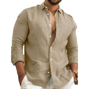 New Men's Clothing In Spring And Autumn, European And American Fashion Trends, Cotton And Linen Solid Color Men's Shirts, Youth Leisure