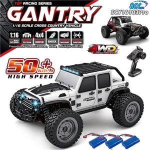 50 veya 80kmh RC Off Road 4wd yarış arabası aydınlatma 24g fırçasız yüksek hızlı radyo su geçirmez kamyon uzaktan kumanda oyuncak çocuklar 240105