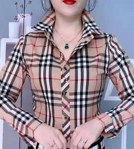 Luxurys Designers 2024 New Women's Versatile Shirt Checkered Classic Fashion High End Slim Fit Professional Wear