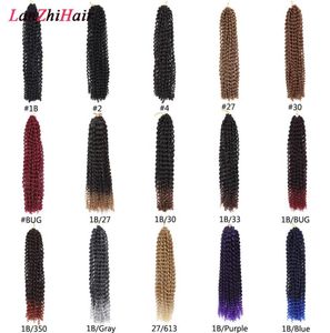 Lanzhi 16 tum Passion Hair Ombre Blonde Water Wave 80gpc Bohemian Braid Crochet Braiding Syntetiska hårförlängningar LZ06Q3856757