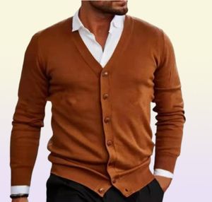 Men039S tröjor Herr Mens Casual Sweater Rockar Långärmad solid stickning Cardigan Sweatercoat V Neck Yttre kläder Vinter Men Jackor 9821531