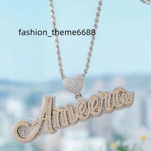 Halsband passerar Moissanite Diamond Tester Hip Hop Custom 925 Sterling Silver Name Iced Out Pendant Chain Letter Gold Pendant For Necklace