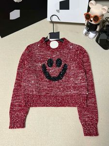 100103 L 2024 Runway Spring Brand SAme Style Sweater Long Sleeve Crew Neck Pink Black Red White Womens Clothes High Quality Womens qian