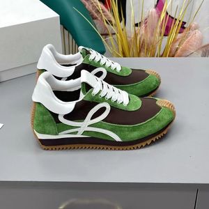Tênis Flow Runner em nylon e camurça escovada Mens Womens Casual Shoes em Nylon Suede Sneaker Upper Fashion Sport Ruuning Classic Shoe 06
