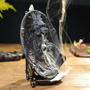 Crafts Seramik Dragon Dish Backflow Tütsü Brülör Tütsü Tutucu Duman Duman Şelale Senser Ev Ofis Dekoru + 10 PCS ÜCRETSİZ KONLAR