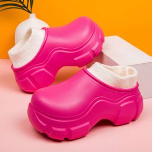 Nova moda inverno chinelo à prova dwaterproof água altura crescente sapatos de plataforma tamanho grande 41 chinelos de pele quente feminino pantuflas mujer