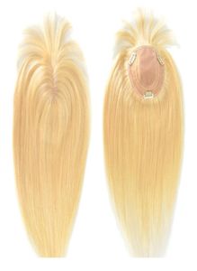 Syntetyczne S 613 Blond Human Hair Toppers z grzywką 18 -calową dla kobiet Clip w kawałkach wybielonych na pokrywę White Remy 2302101018873