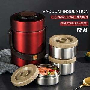 Insulation Lunch Box Adult Office Portable Large Capacity 304 Stainless Steel Vacuum Bento Box Leak-Proof Food Storage Container 240103