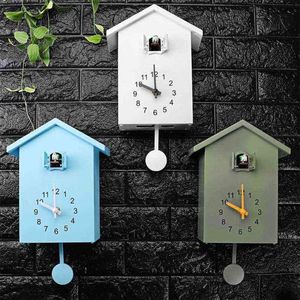 3 Farben moderne Kunststoff Vogel Kuckuck Design Quarz Wandbehang Uhr Timer Quarz Wanduhr für Home Office Dekoration H1230233Y