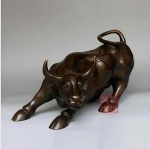 Rzemiosła Big Wall Street Bronze Fierce Bull Ox Statue /13 cm '5,12 cale