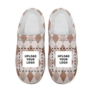 Coolcustomize custom own design name number logo wording fur lined warm winter indoor footwear personalized comfortable slip on soft snow slipper