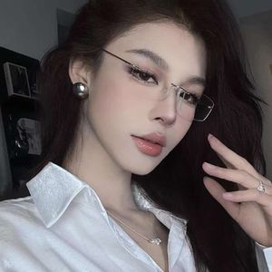 Ultra light frameless glasses for women, fashionable and high-end Instagram, a natural beauty tool for myopia, with glasses frame for men