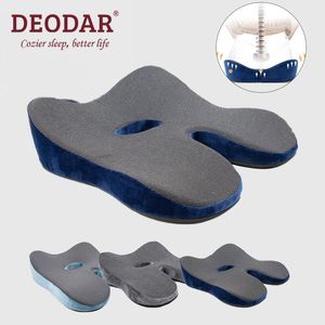 Deodar Memory Foam Cuscino per sedile Ortopedico Coccige Cuscino per sedia da ufficio Cuscino di supporto Seggiolino per auto Cuscino per massaggio antidolorifico 240105