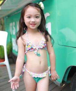 2 шт., детский купальник для маленьких девочек, танкини, бикини с цветочным принтом, купальный костюм, комплект бикини, летняя детская пляжная одежда3788838