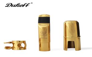 Dukoff New Brass Gold Lacquer Saxophone Mouthpiece for Alto Tenor Soprano Saxophone Metal Musical Instrument Accessories Size 5 6 8146138