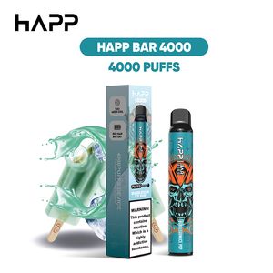 Happ Bar 4000 Puff Disposable Vape Pen Mesh Coil 2% 5% 6 ml engångsbeläggbar E Cigarettångare Deschables 15 smaker i lager