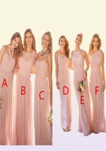 2019 Blush Pink Long Country Style Bridesmaid Dresses Ruched One Shoulder Sweetheart rygglös Cheap Maid of Honor Dress27910992270933
