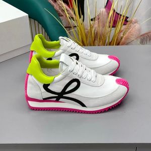 Tênis Flow Runner em nylon e camurça escovada Mens Womens Casual Shoes em Nylon Suede Sneaker Upper Fashion Sport Ruuning Classic Shoe 04