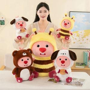60 cm kawaii pororo Little Beaver Loopy Plush Toys Cute Bee Bear Dress Up Stuffed Soft Doll Children Halloween Christmas Gifts 240106