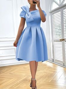 Süßes Skater-Kleid für Damen, bauschig, Geburtstagsparty, Schleife, Ballkleider, elegant, fit und ausgestellt, kurzes Scuba-Kleid, Heimkehr, besondere Anlässe 240106