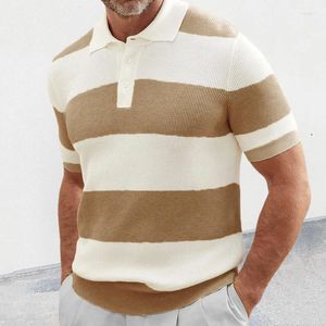Мужские поло 2024, весенне-летняя одежда, рубашка-поло, соответствующий цвету, трикотаж с короткими рукавами и лацканами