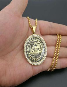 Pendant Necklaces Drop Hip Hop Stainless Steel All Seeing Eye Of Providence Pendants For WomenMen Iced Out Masonic Jewelry7430886