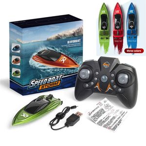 RC Boat Lancha de Boat Radio sterowane zdalne sterowanie statek statek z dużą prędkością z palą LED dla dorosłych woda RC Toys 240106