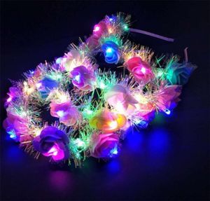 Glow Wreath Flower Headband Hair Accessories Adults Light Up LED Toy Headbands Christmas Party Luminous Flashing Hairband 315 H14704009