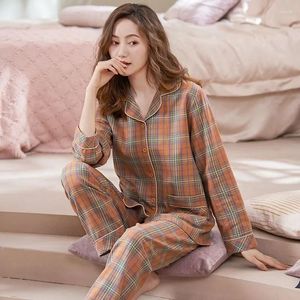 Women's Sleepwear 2024 High-grade Cotton Pajamas Women Spring Autumn Cardigan Loungewear Long Sleeve Suit Plus Size Homewear