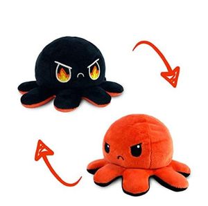 Tersinabilen Kızgın Kırmızı + Öfke Siyah Ahtopus Peluş Doldurulmuş Hayvan Peluş Squishpillow